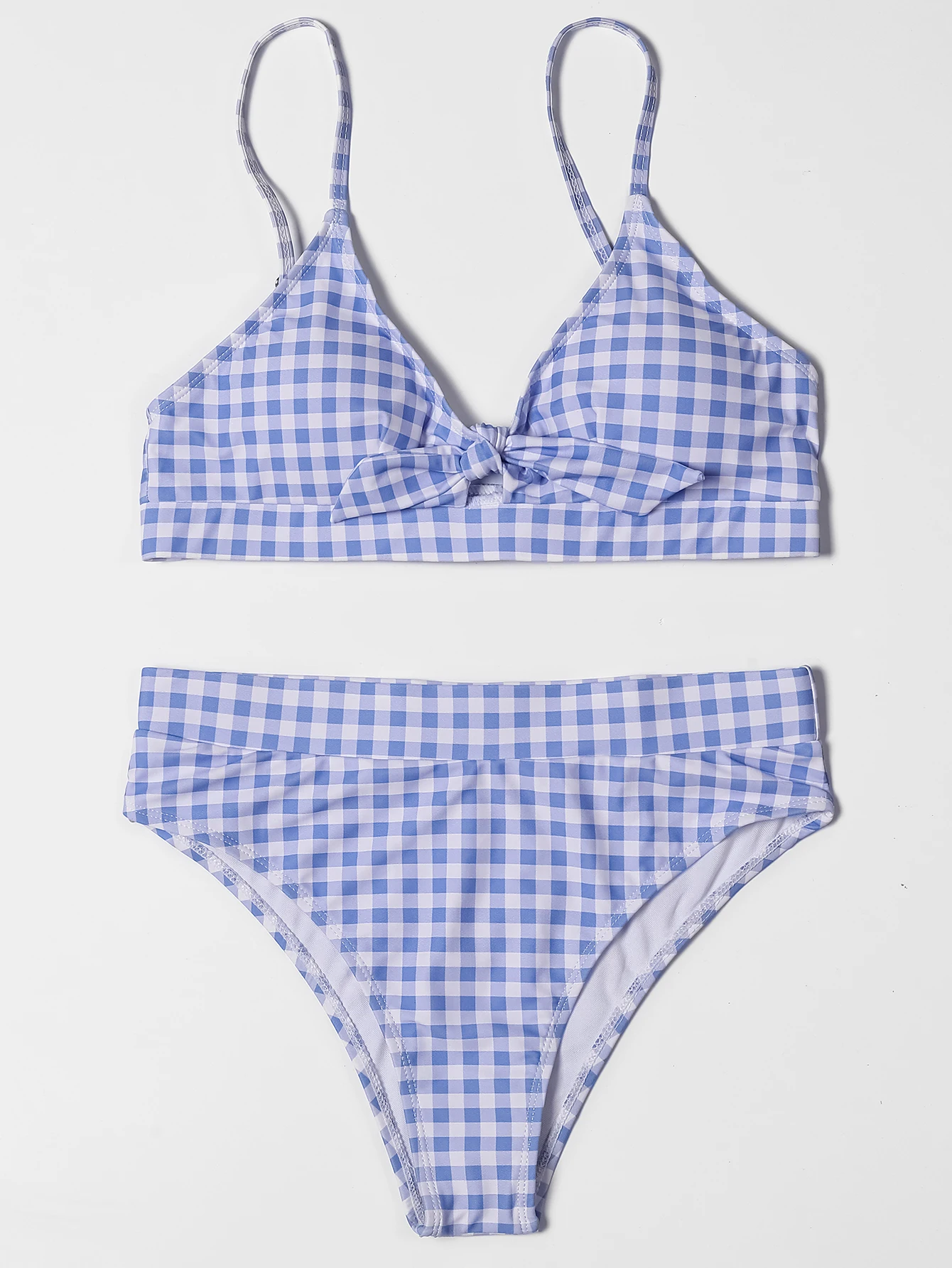 ZTVitality Bow Plaid Bikini Push Up Bikini 2021 gorąca sprzedaż pasy wyściełane wysokiej talii strój kąpielowy Retro stroje kąpielowe kobiety Sexy Biquini