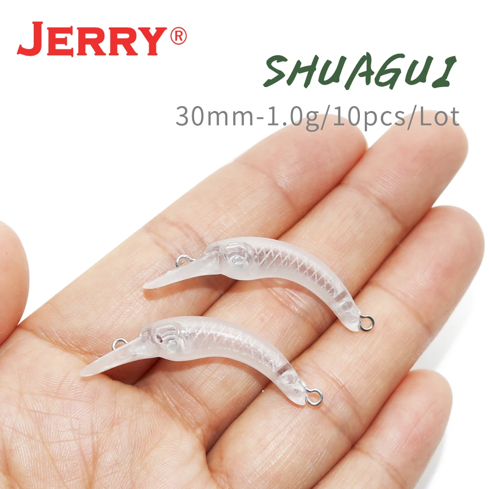 Jerry shuagui micro sem pintura em branco wobbler isca de pesca 1g alta qualidade manivela isca minnow truta trolling duro isca