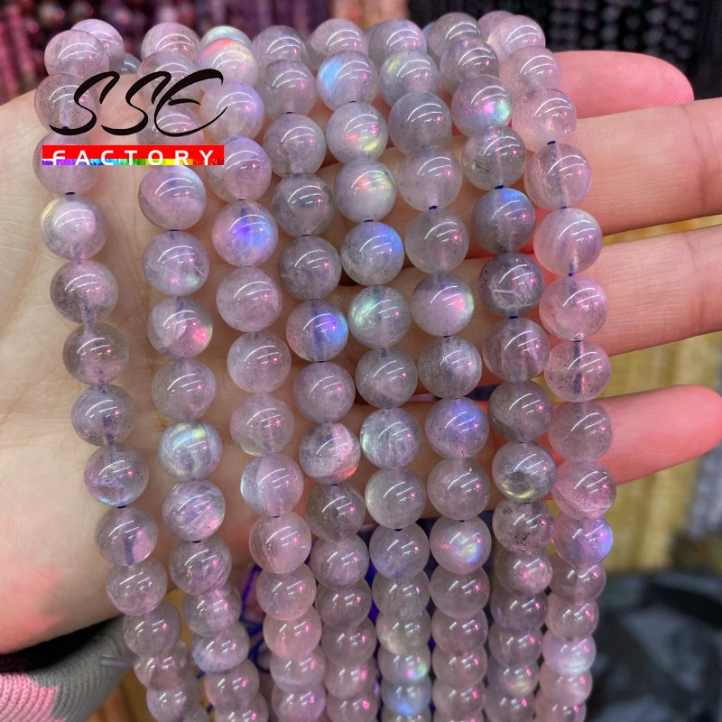 A+ Natural Gray Labradorite Stone Beads Round Loose Beads For Jewelry DIY Making Bracelet Ear Accessories 4 6 8 10mm 15