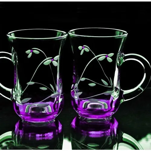 Handle Daisy Purple Cup 12 Pcs Tea Coffee Cups Tea Coffee Sets Tea Coffee For Trophy Turkish Tea Cup Set glass