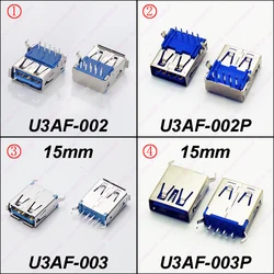 5PCS Female USB 3.0 Connector Socket USB 3.0 Jack 90°/180° DIP For U Disk Hi-Speed Data Transmission Warped/Flat Mouth