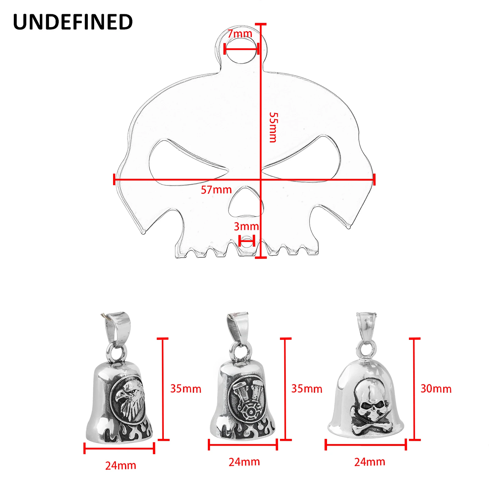 Skull Bell Hanger Mount Motorcycle Bell Holder Kit for Harley Honda Indian Sportster Dyna Softail Universal Bolt &Ring Included