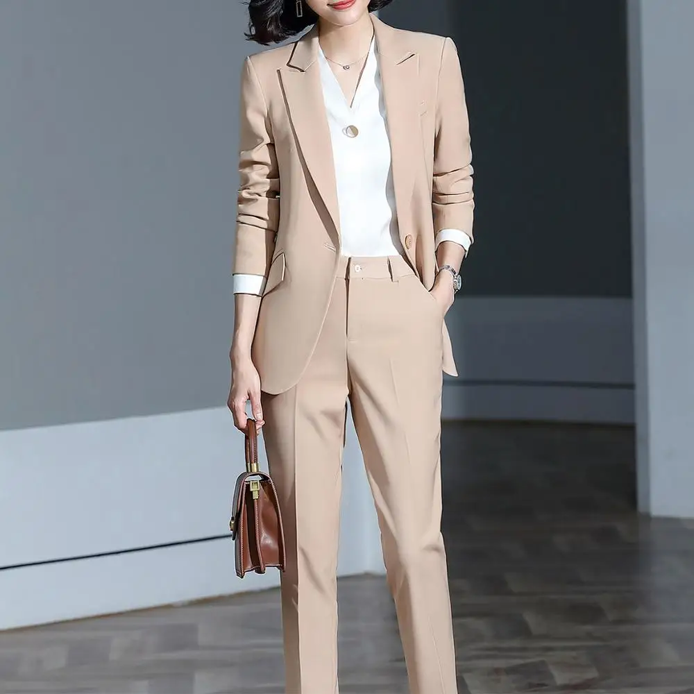 2019 new green women pant suit set blazer jacket & pants trouser 2 pieces set office lady work wear suit 5XL