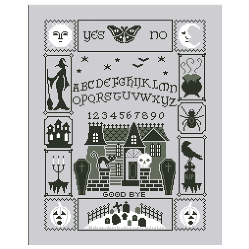 Halloween ouija cross stitch kit cartoon pattern design 18ct 14ct 11ct silver canvas embroidery DIY needlework