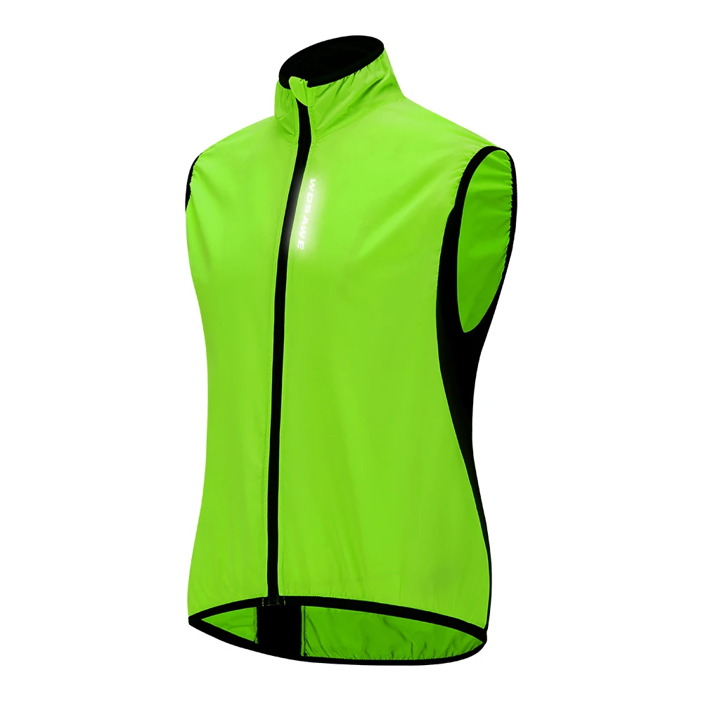 WOSAWE Lightweight Cycling Vest Men Women Reflective Windproof MTB Bike Windbreaker Mesh Back Running Gilet Wind Vest Jacket