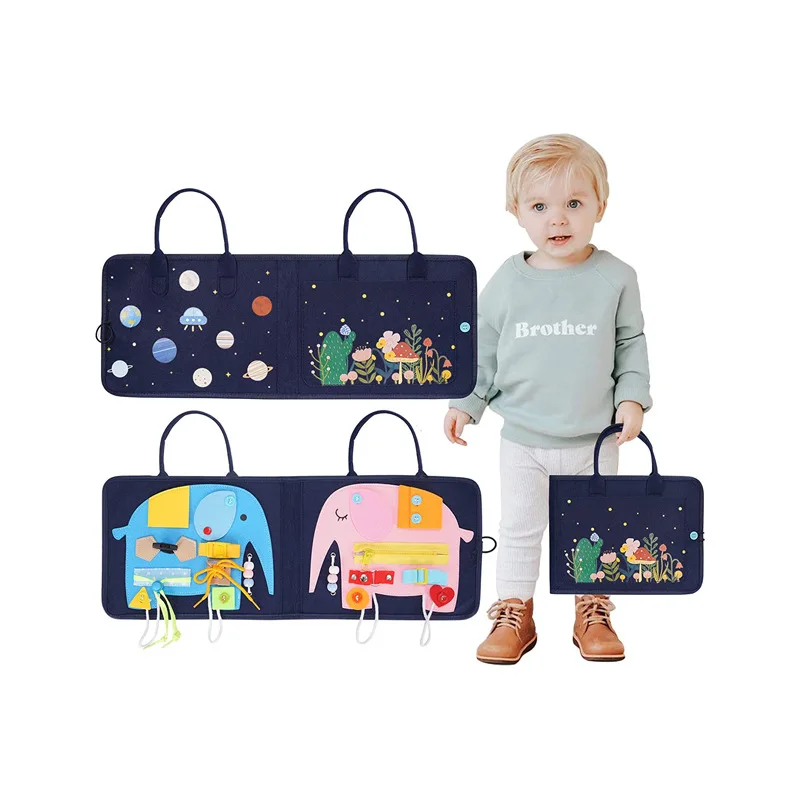 

Children Early Development Felt Toy Infant Learning Board Baby Teach Dressing Zipper Button Book Basic Life Skills Practice Doll