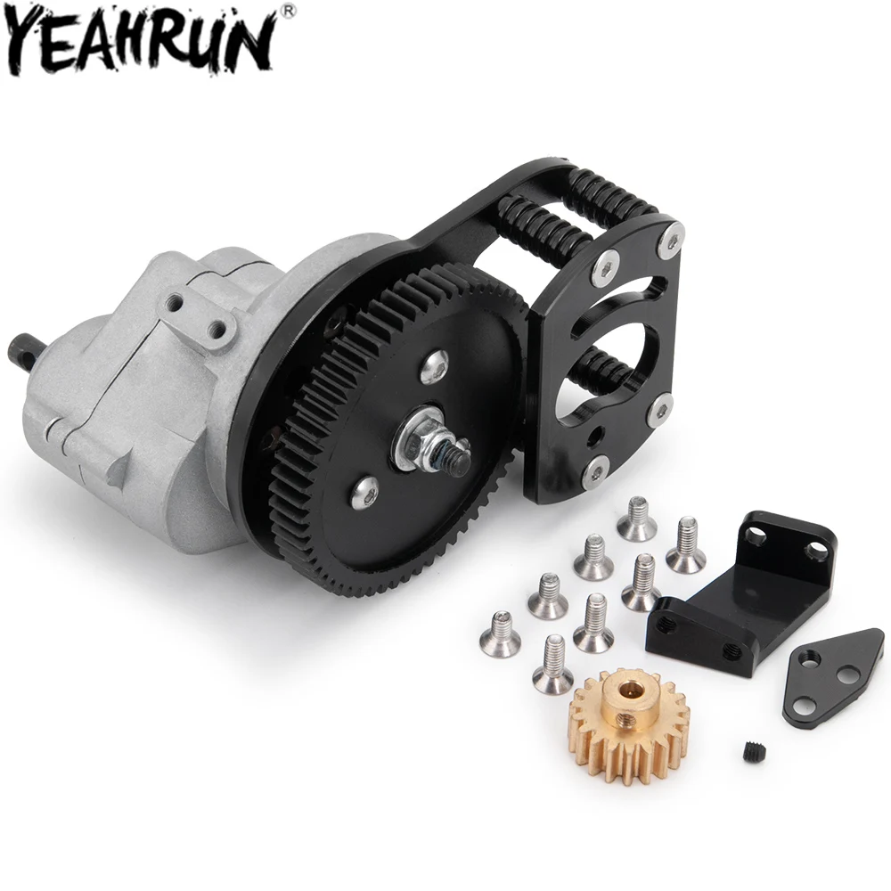 YEAHRUN Transmission Case Center Gearbox with Motor Gear Metal Assembled Transmission Gearbox for 1:10 D90 D110 RC Crawler Car