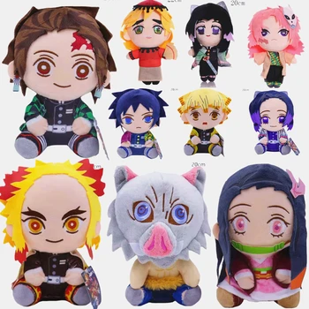 20cm 악마 슬레이어 Kimetsu No Yaiba Nezuko Tanjirou Douma 마코모 Kochou Shinobu 그림 귀여운 봉제 인형 박제 장난감 선물