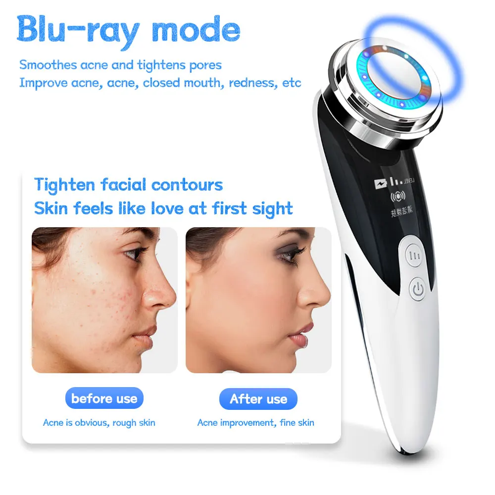 Siêu Âm Da Tẩy Massage Cho Mặt Bong Tróc Xẻng Lỗ Chân Lông Làm Sạch LED Photon Xóa Nhăn Trẻ Hóa Da Máy Mát Xa Mặt