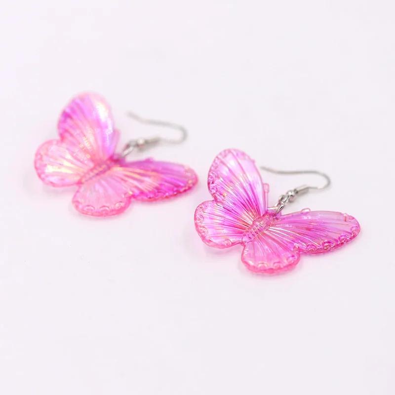 New Fashion Multicolor Butterfly Earrings Woman Jewelry Cute Colorful Acrylic Drop Earrings Accessories Gifts for Female Girl