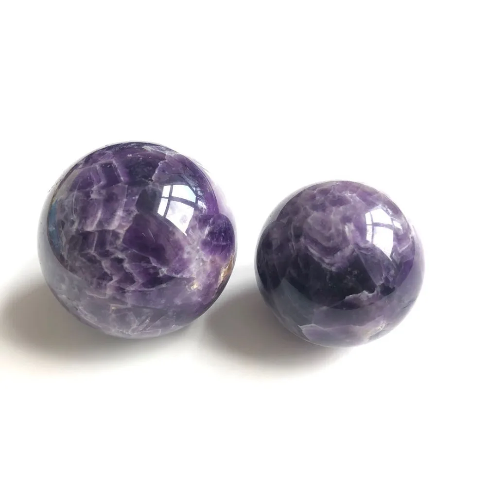 Natural Dream Amethyst Ball Polished Dogtooth Amethyst Chevron Banded Dream Amethyst Sphere Healing Crystal Home Decoration