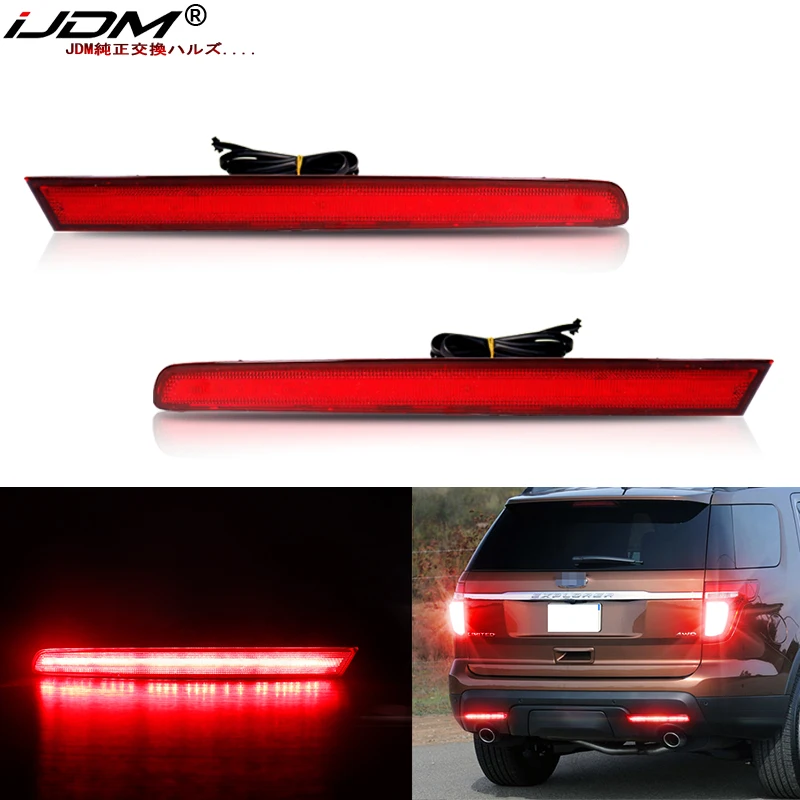 IJDM samochodowe tylne światła przeciwmgielne lampy czerwone LED zderzak reflektor światła z dla 2011-2015 Ford Explorer funkcja jako ogon lub tylne światła przeciwmgielne lampy 12V