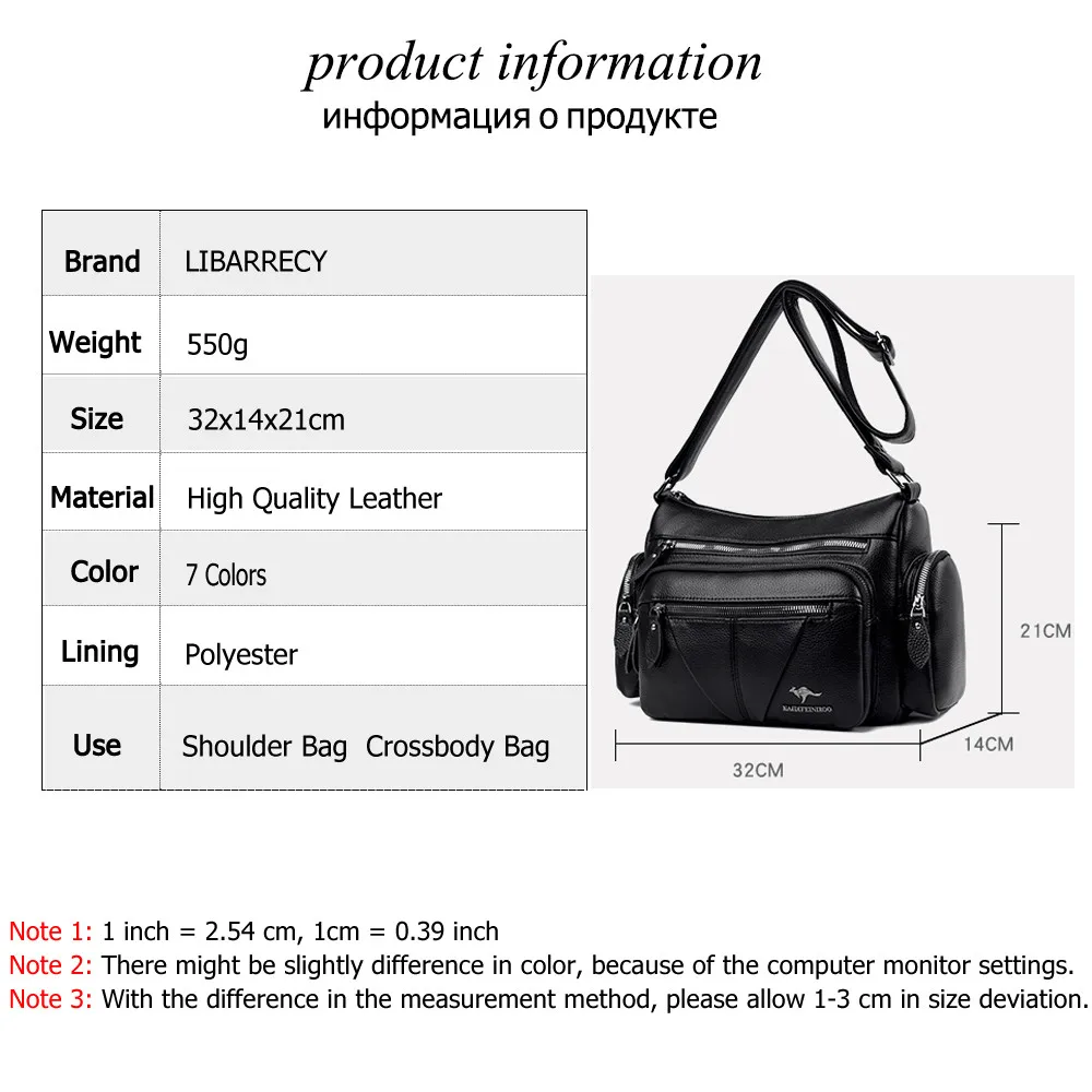 Casual Multipocket Designer Ladies Shoulder Bags High Quality Leather Women Messenger Bags Solid Color Phone Bag Travel Bags