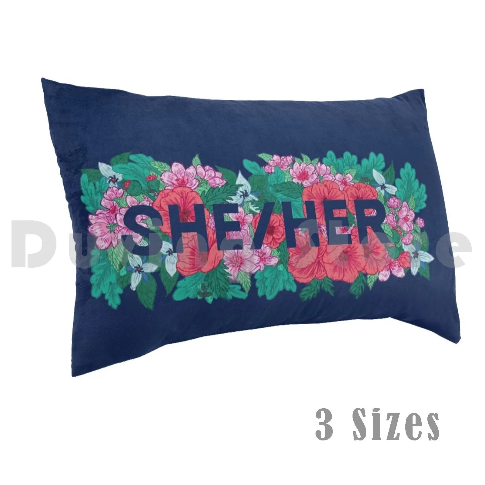 She / Her Ivywild Floral Pronouns Pillow Case Printed 50x75 Pronouns Trans Queer Graphic Design