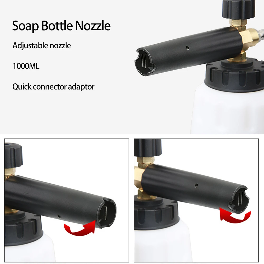 1000ML High Pressure Washer Soap Bottle G1/4 Quick Connector Adaptor Snow Foam Lance Car Cleaning Accessory