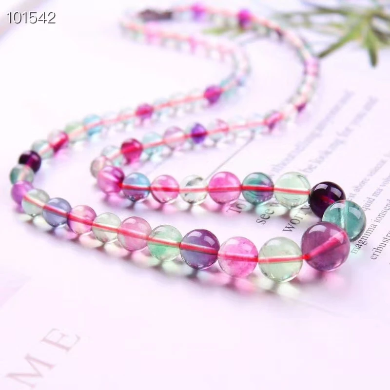 

Natural Colorful Fluorite Quartz Clear Round Beads Necklace Stretch 5-11mm Purple Fluorite Women Necklace Pendant Jewelry AAAAA