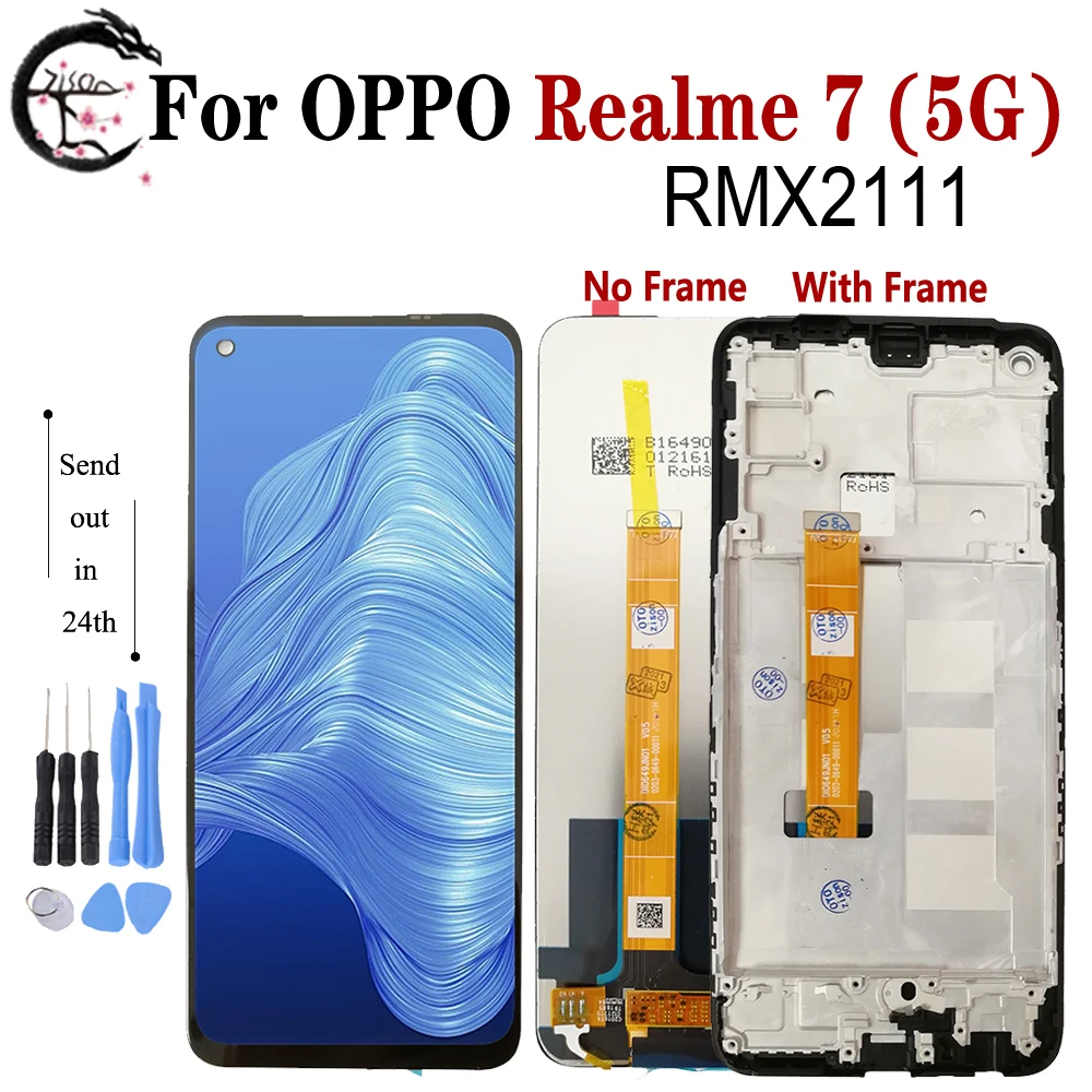 Pantalla LCD de 6,5 pulgadas para OPPO Realme 7 5G LCD con marco RMX2111 pantalla LCD táctil digitalizador montaje de repuesto Realme7 5G