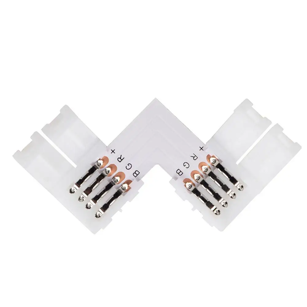 20Pcs/Set 10mm ABS 4 Pin LED RGB Connector Set L Shape Unwired Gapless Solderless SMD 5050 RGB Connector LED Lights Accessories