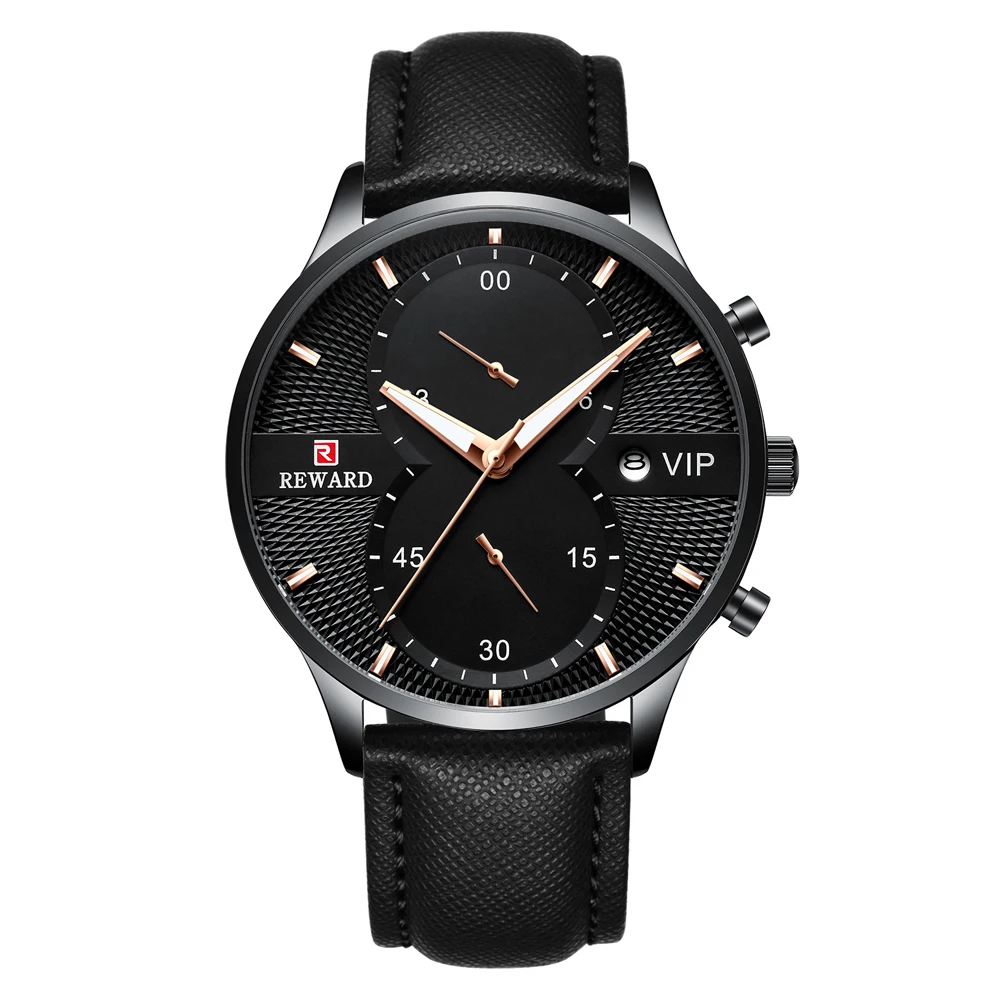 REWARD Brand Men Watch Chronograph Fashion Sport Quartz Wrist Watch Men Casual Leather Waterproof Watches Relogio Masculino