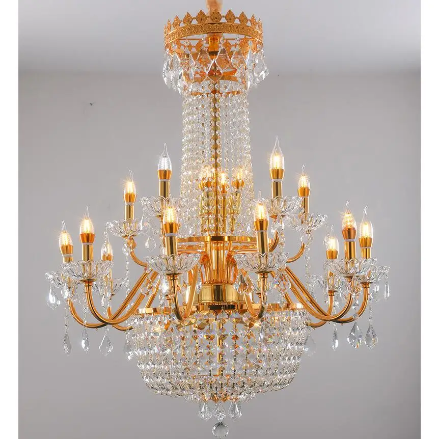 الحديثة الذهبي K9 كريستال أضواء الثريا D85cm H100cm E14 LED تركيبات إضاءة غرفة المعيشة avize بريق 90 ~ 240 فولت مصابيح متدلية