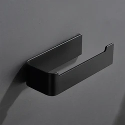 Soporte de papel higiénico de aluminio, estante de pañuelos montado en la pared para baño, portarrollos de cocina, accesorios de baño, colgador negro