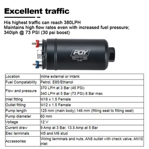 PQY-EFI 380LH 1000 PSO-Qualität der externen Kraftstoffpumpe E85 kompatibel 044 neuer Stil PQY-FPB003-QY 6 Hauptverkaufs Kraftstoffpumpe 044 - №1