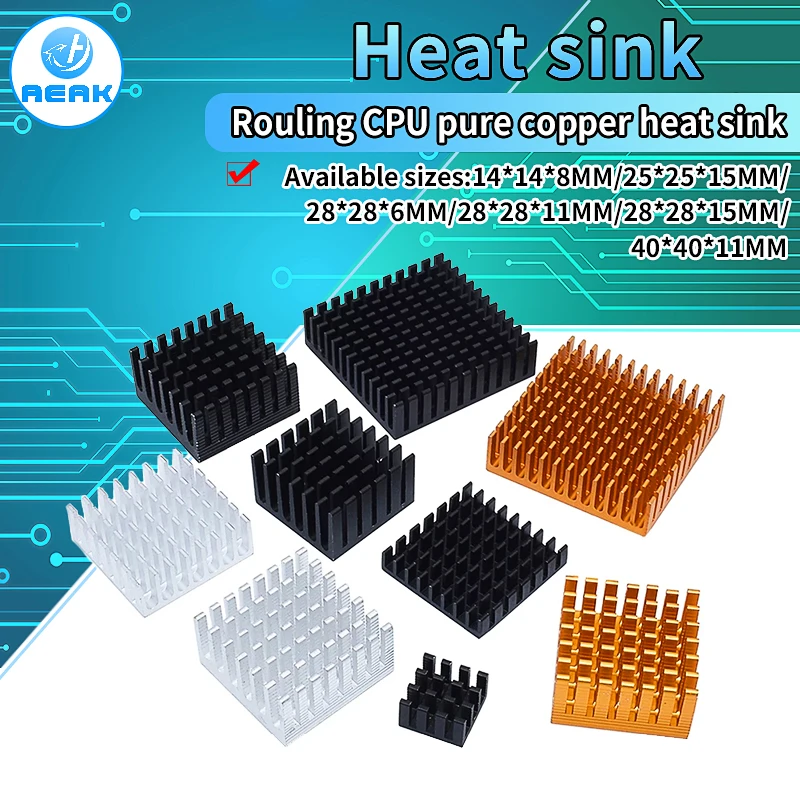 14*14*8mm Golden Black Aluminum Radiator IC Heat Sink Heat Sink 40 x 40 mm x 11 mm / 28 x 28 x 6 / 25 mm