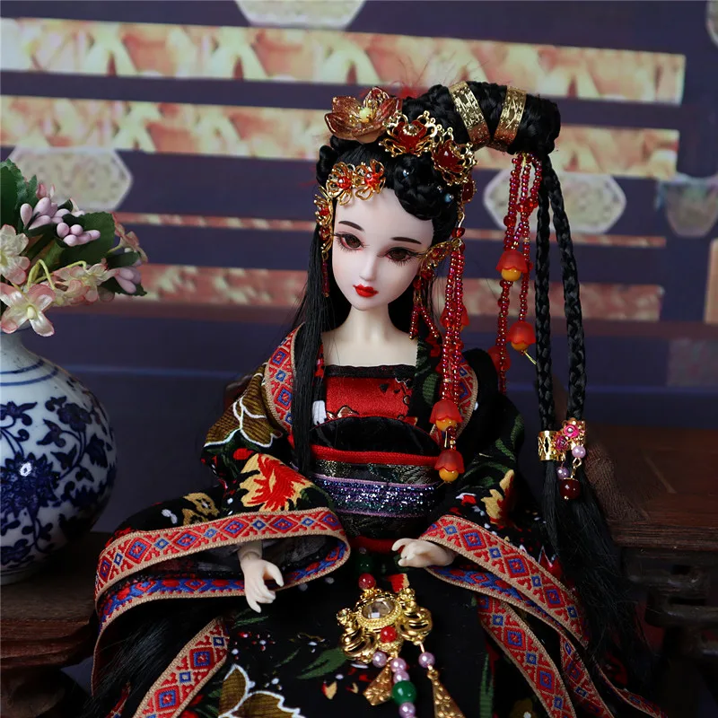 Chinese Traditional Doll For Children Manual Doll+Clothes+Headdress 30CM ABS Simulation Dolls With Clothes Accessories ZL847