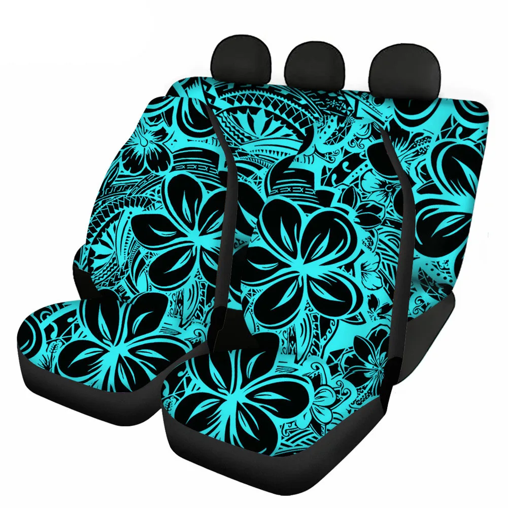 Colorful Hawaii Flower Print Auto Interior Universal Front And Back Car Seat Covers Full Set Sheet Dustproof Car Accessories