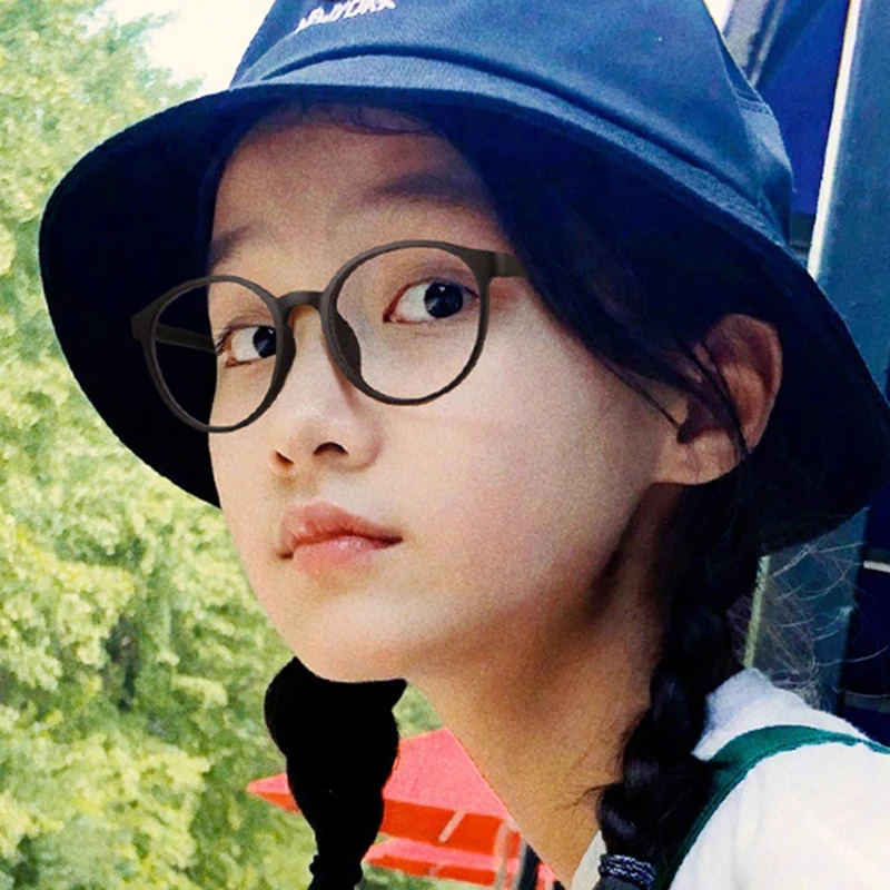New round pc frame anti blue light glasses Plain glasses children radiation protection for kid Computer phone eyeglasses