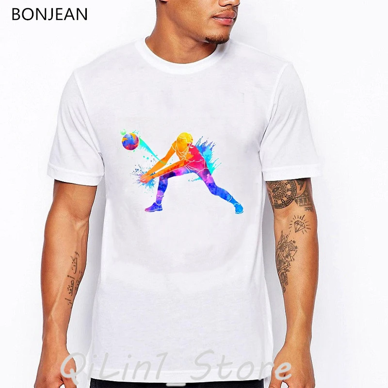 2024 Watercolor Football Rugby Fans Print T-Shirt Men Summer Tops White Short Sleeve T Shirt Camisetas Hombre Harajuku Tshirt