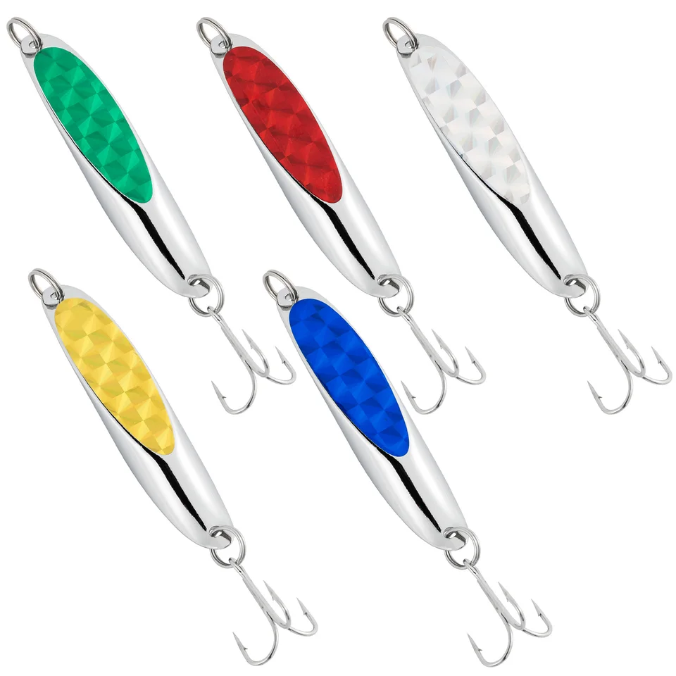 5pcs Fishing Spoons Lures With Tackle Box - 1/4oz & 3/4oz Casting Spoons For Trout Bass Pike Walleye Saltwater Freshwater