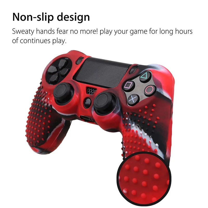 1Pcs Camouflage Silicone Rubber Skin Grip Cover Case for PS4 PlayStation 4 Controller 7.09x4.33inch