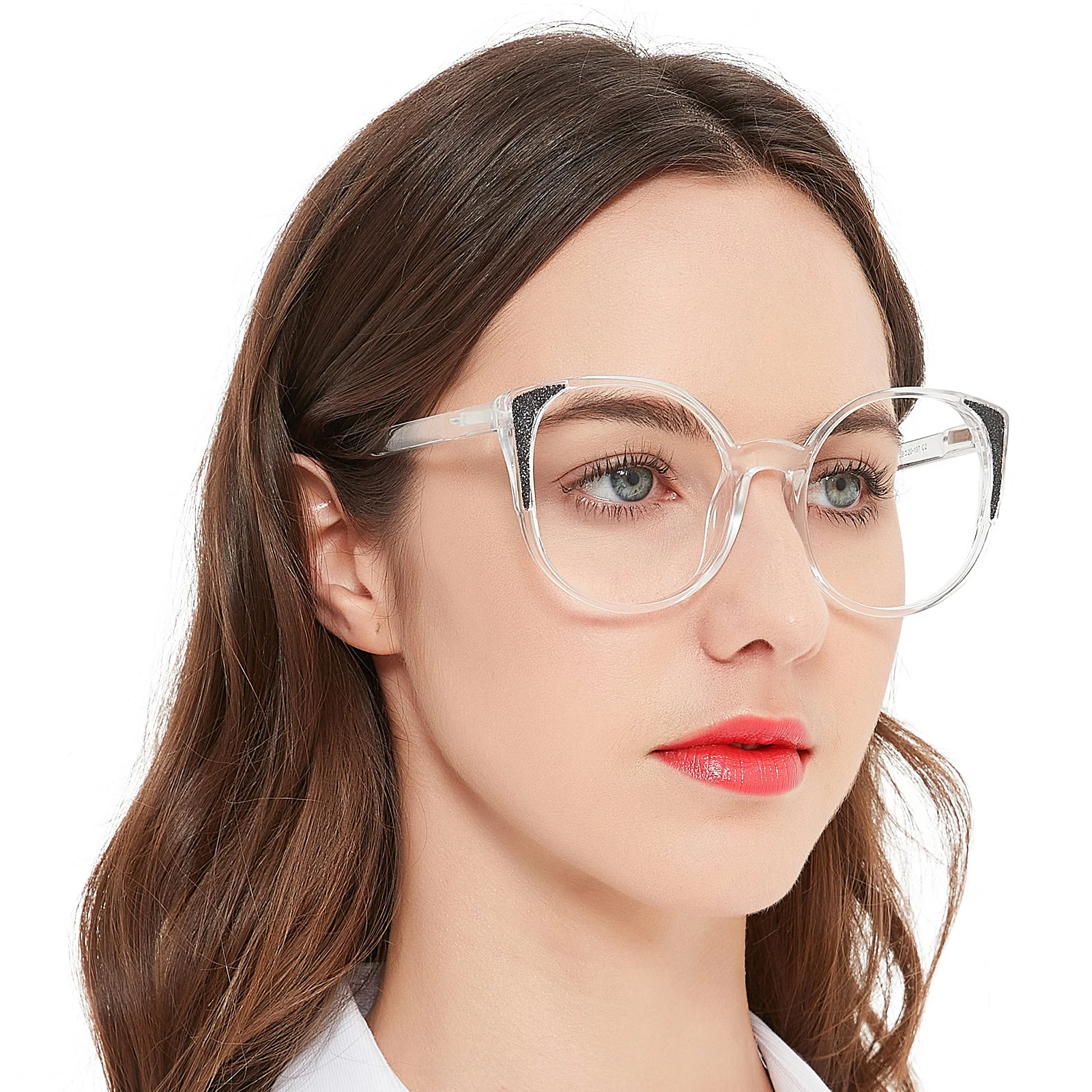 

OCCI CHIAR Oversized Reading Glasses Women Round Frame Reading Cat Eye Glasses Glitter Fashion Brand Design Eyeglasses 1 1.5 2.0