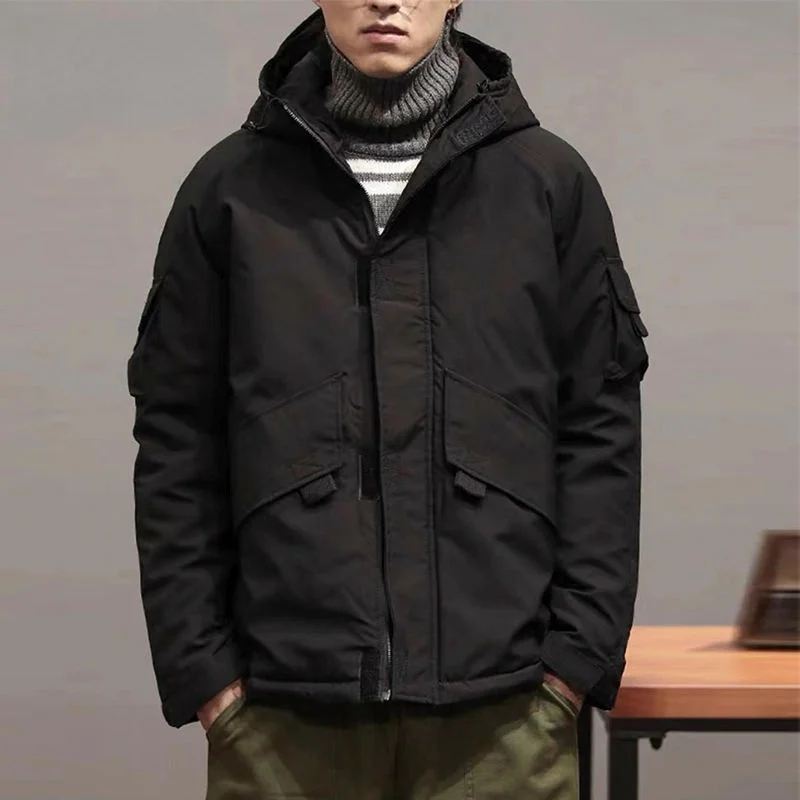 Winter 2022 Fashion Cotton Jacket Men Casual Thick Warm Coat Pilot Jackets Air Force Cargo Outwear Fleece Hooded Clothes B354