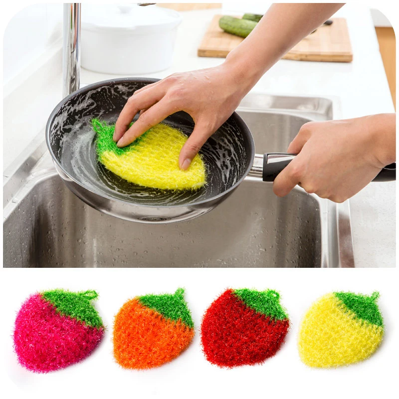 13*14cm Korea Style Strawberry Wipes Dishwashing Towels Acrylic Polyester Silk Dish Cloth Cleaning Cloth Kitchen Washing Towel