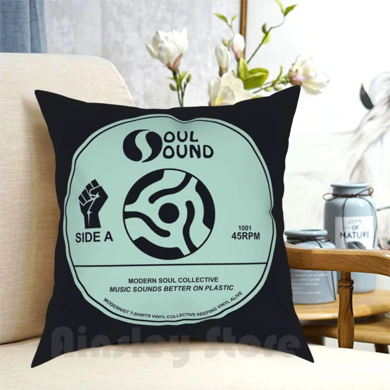 Soul Collective Pillow Case Printed Home Soft Throw Pillow Vinyl Soul Music Sixties Mod Record Label And Roll Scooters