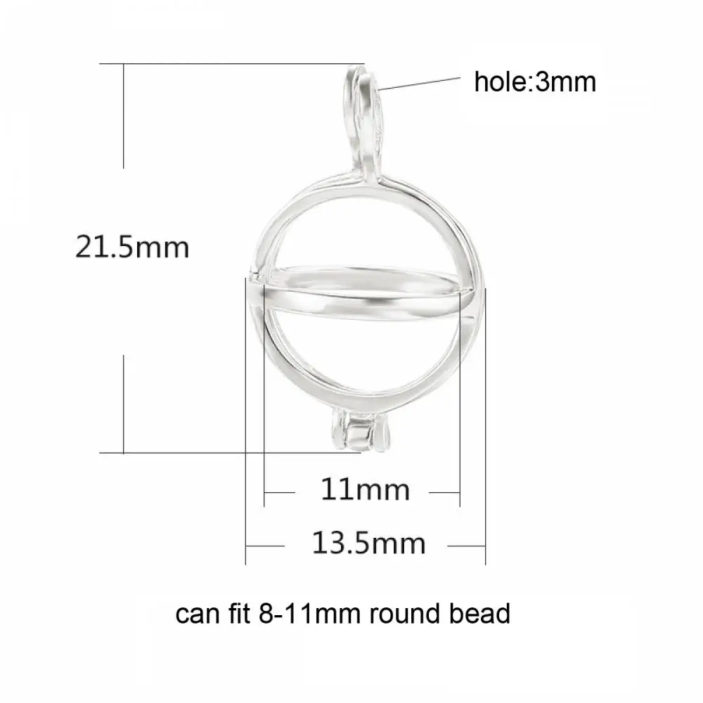 Pearl Cage Open Hollow Locket Hold 8-11/13-18mm Ball 925 Sterling Silver Lockets Charm Pendan for Bracelet Necklace