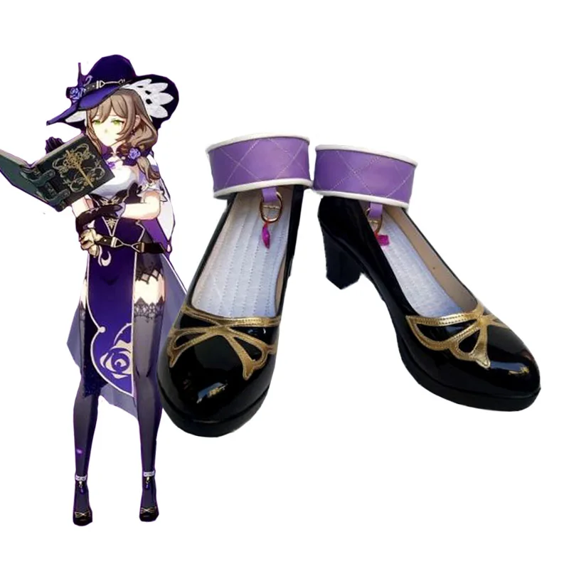 

Anime Genshin Impact Mondstadt Lisa Princess Shoes Women Girls Student High Heels Shoes Xmas Gifts Cosplay Props 35-44Yards