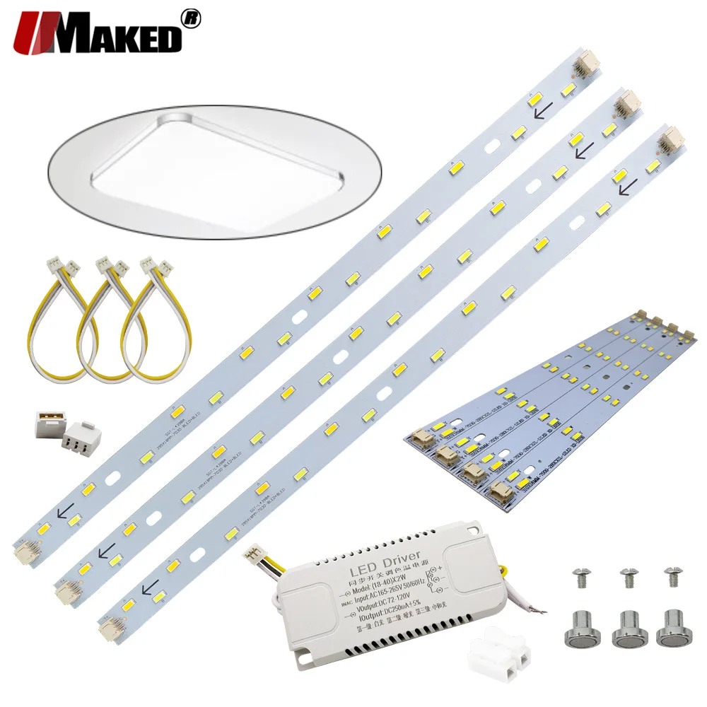 New SMD7030 LED Light Strip Full Sets 24-120W Aluminum Lamp Plate 220V Changable Ceiling PCB Replace Tube Retrofit Driver Kits