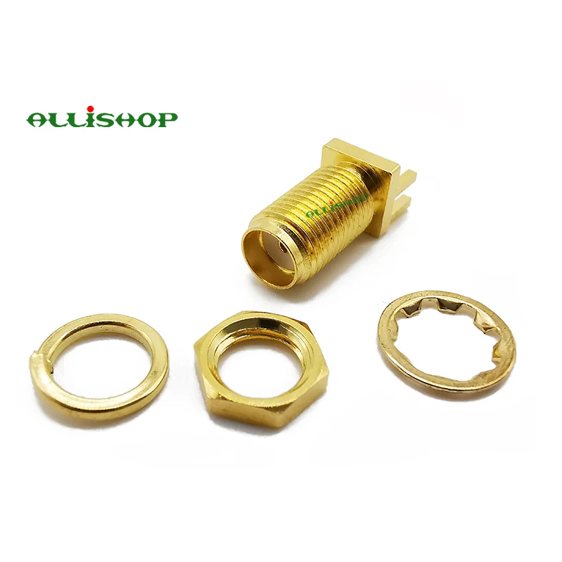 100Pcs SMA Female Jack Straight PCB Panel Connector nut RF Coax Connector End Launch PCB Mount Cable Gold plated