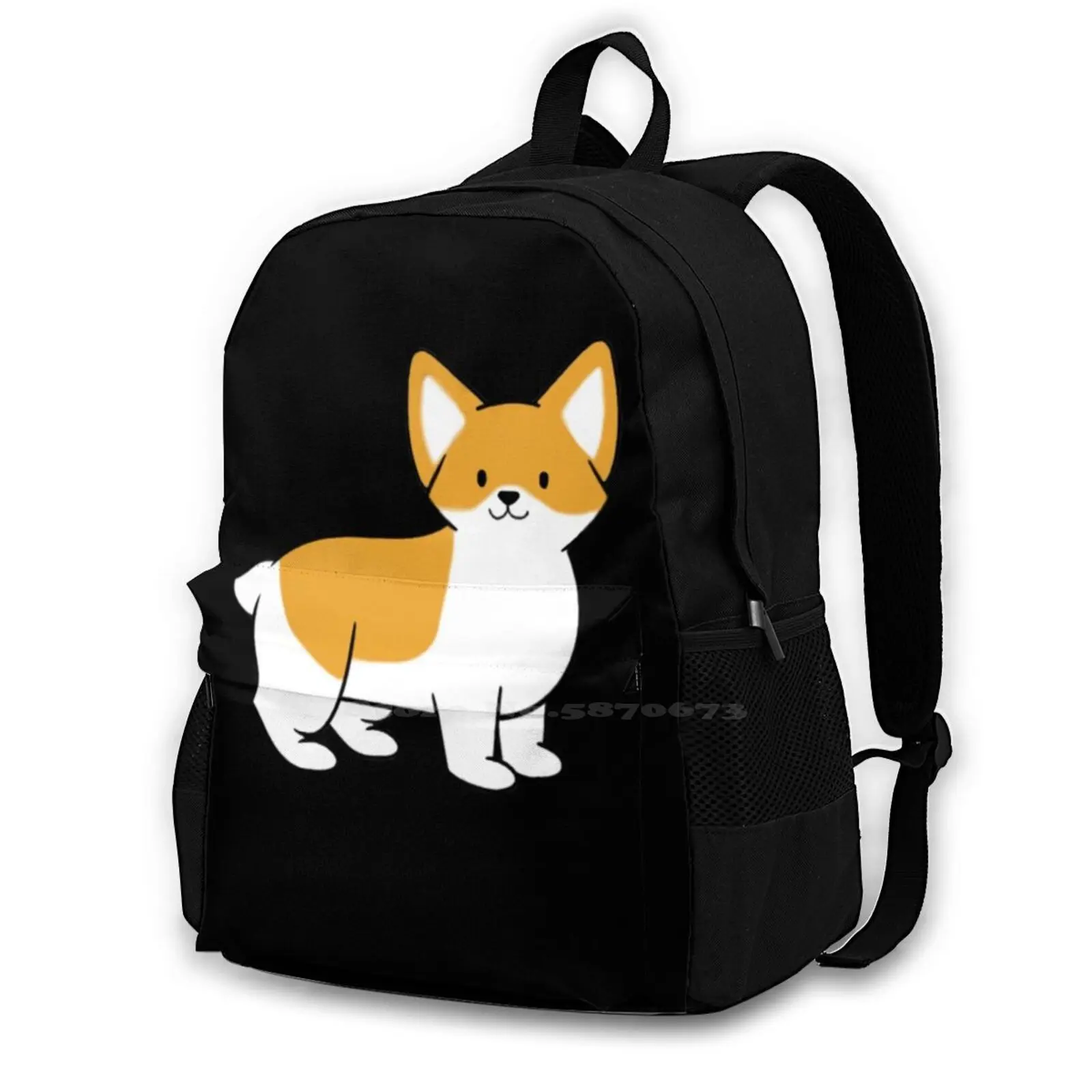 

Skeeter The Corgi-Black School Bag Big Capacity Backpack Laptop Corgi Dog Animal Chibi Cute Puppy Chubby Anime Manga Wolf