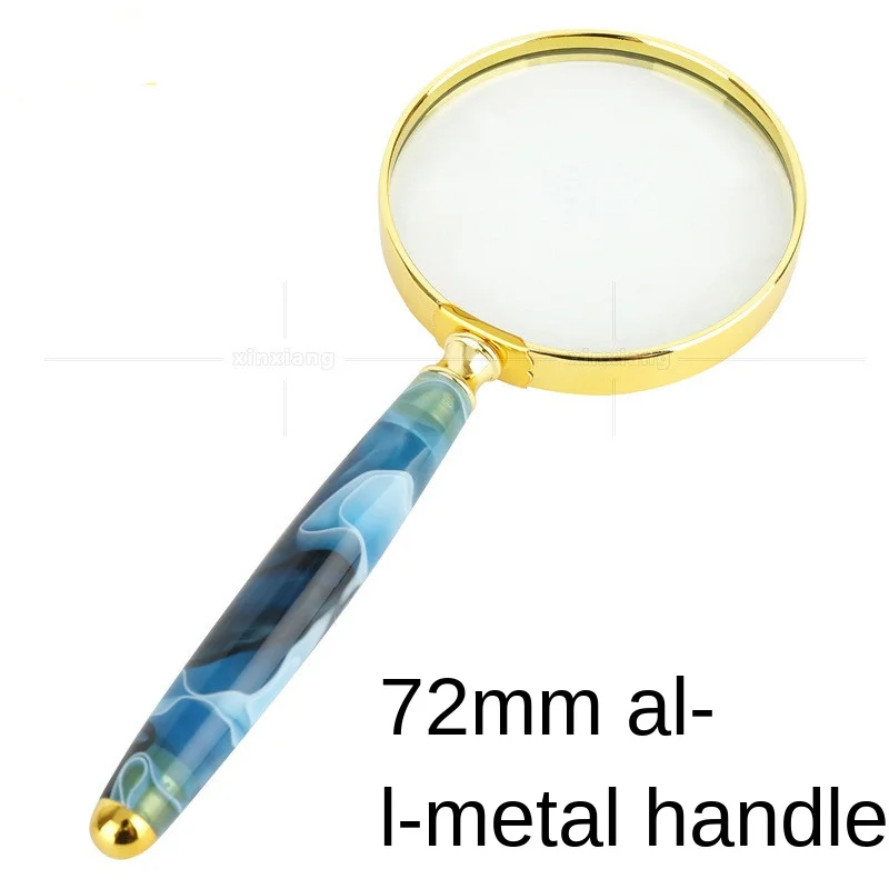 Factory Direct Hand-Held Jade Handle Zinc Alloy Frame Gold-Plated Elders Parents Reading Newspapers Philatelic Magnifying Glass