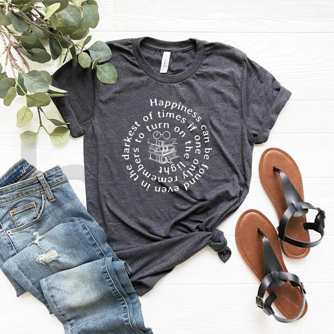 Happiness Can Be Found In The Darkest Shirt Gilrs Book Lover Shirts Magic Shcool Wizard World Tees HP Luna Lovegood Tops