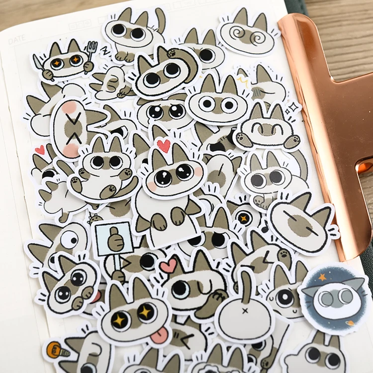 44pcs Cute Hand Account Cartoon Cat Stickers Hand Account Net Red Diy Album Ins Decoration Material