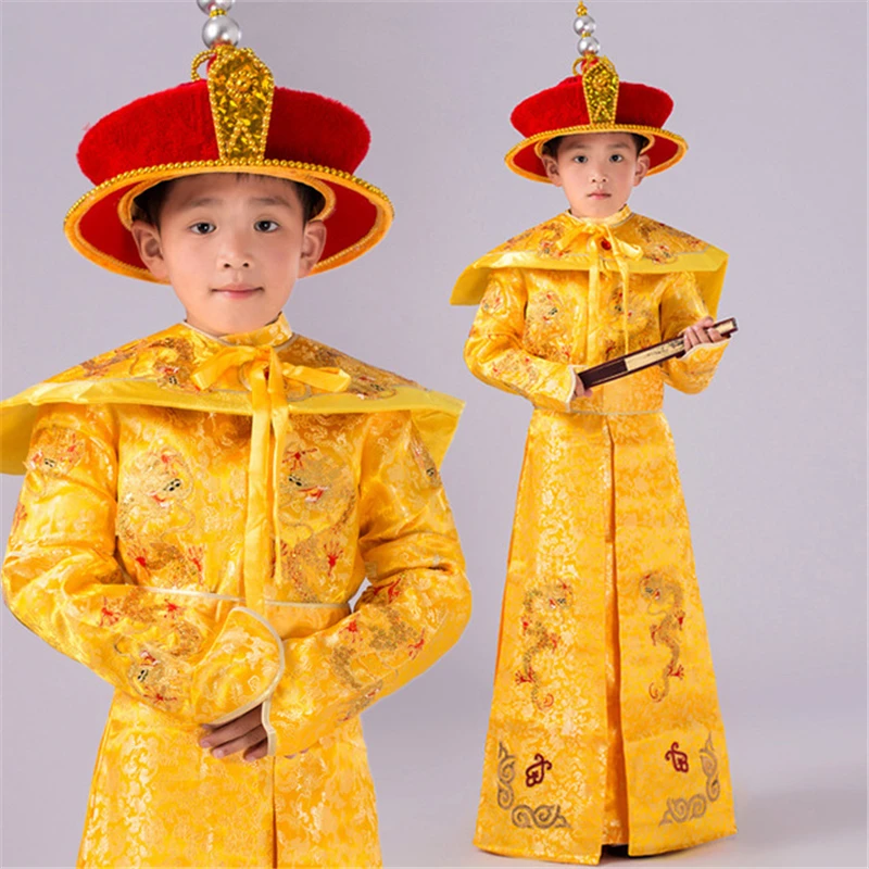 

Children's costumes national robes embroidered dragon Tang suit Hanfu ancient Qing Dynasty Han Wudi prince costumes costumes