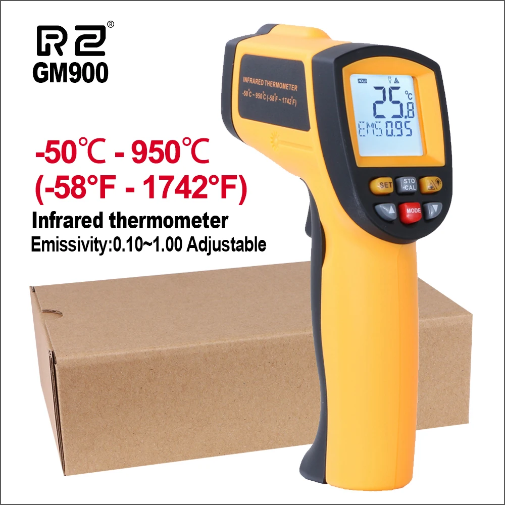 Termometro a infrarossi RZ termometro senza contatto pistola palmare LCD digitale industriale pirometro Laser esterno termometro IR