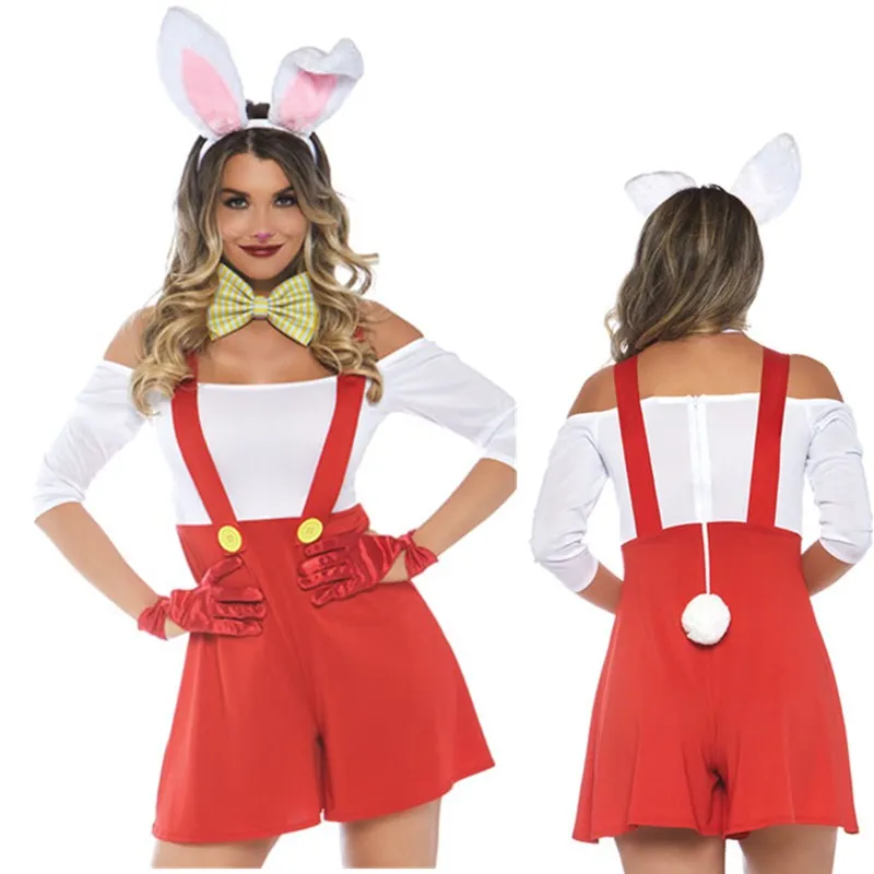 

Ladies Cosplay Costume Bunny Girl Suits Sexy Cut Rabbit Cosplay Party Costumes Halloween Role Play Bunny Overalls Costumes Women