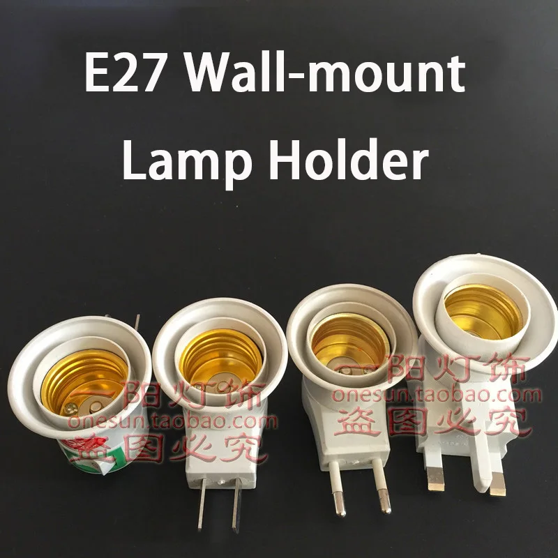 E27 Wall Mount Lamp Holder Lamps Base with Button Switch Oblate and Round Plug British Plugs Optional