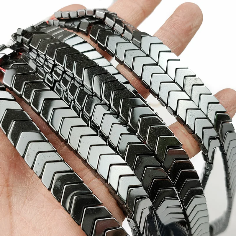 UPGFNK Triangle Arrows Black Hematite Natural Stone beads 4 6 8 10mm Charms Loose Spacer beads For Jewelry making bracelet DIY